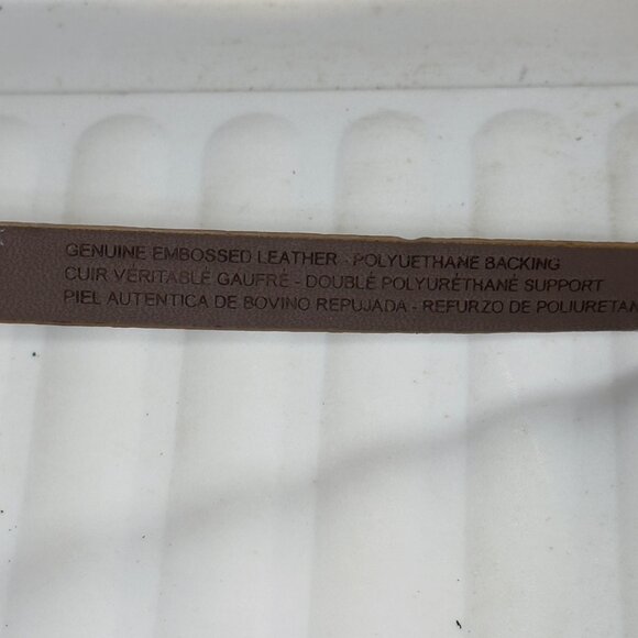 LIZ CLAIBORNE Embossed Leather Belt With Silver-Tone Buckle Tan Size Medium - Picture 10 of 12